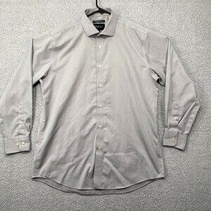 Kenneth Cole Shirt Mens Wearness16.5-32-33 Long Sleeve Grey Front Full Button Up